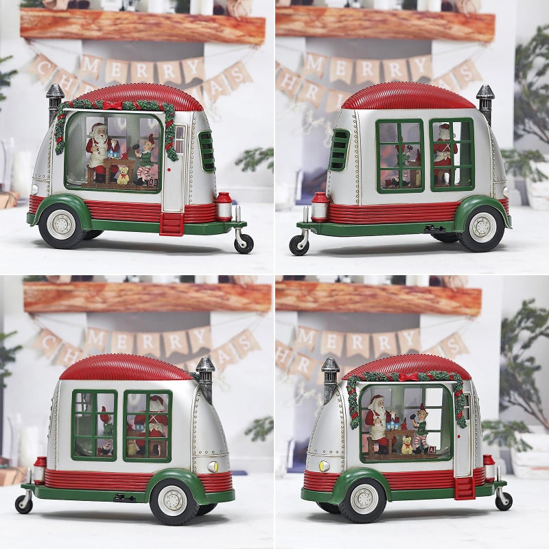 ARMXY Christmas Snow Globe  RV Santa Claus Gift Room Scene Snow Globe  Glittering Lantern with Timer  Snow Globe Lantern USB or Battery Powered for Desktop Ornament  Christmas Decoration - Image 4